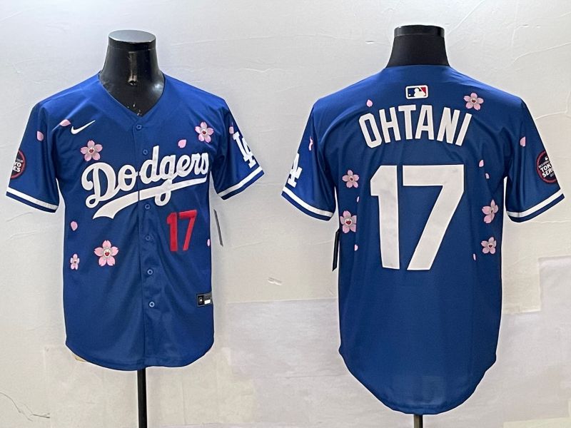 Men Los Angeles Dodgers 17 Ohtani Blue Sakura Edition 2025 Nike MLB Jersey style 4